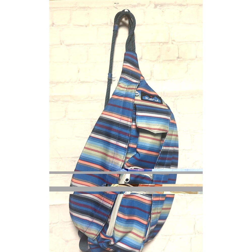 KAVU Water-Resistant Striped Multicolor Crossbody Sling Bag with Zipper Accent